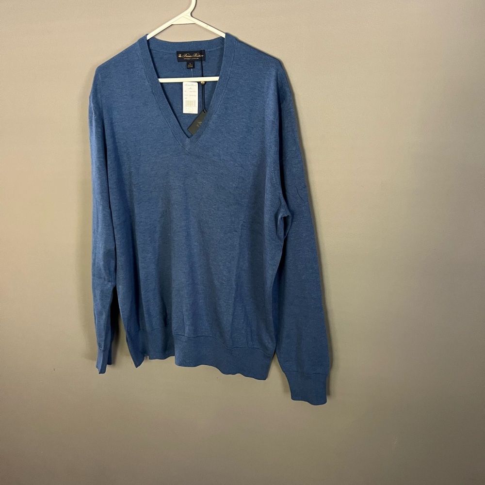 Brooks Brothers Supima Cotton Sweater Mens L Blue Long Sleeve Pullover